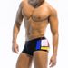 UXH Men's Multi-Color Patchwork Sexy Underwire Boxer Swim Trunks Personality Simple Anti-Exposure Beach Shorts For Men_viptrois.com