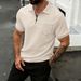 Men's Zipper Polo Shirt With Jacquard Detail | Lightweight Breathable Short Sleeve Top | Loose Fit Casual Pullover For Streetwear | S-Xxxl_viptrois.com