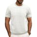 Men's Clothing Short Sleeved T Shirt Jacquard Sweater Round Neck Ribbed Pullover Top_viptrois.com