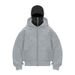 Men's Fashion Double Hooded Zip-Up Hoodie With Layered Collar - Streetwear Pullover For Winter & Spring (Black, Navy, Gray, Red, White)_viptrois.com