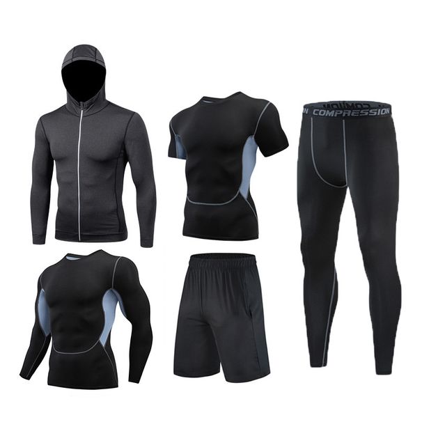 Men's Clothing Sports suit men's long sleeve trousers fitness clothes quick dry running training sports fitness tights_viptrois.com