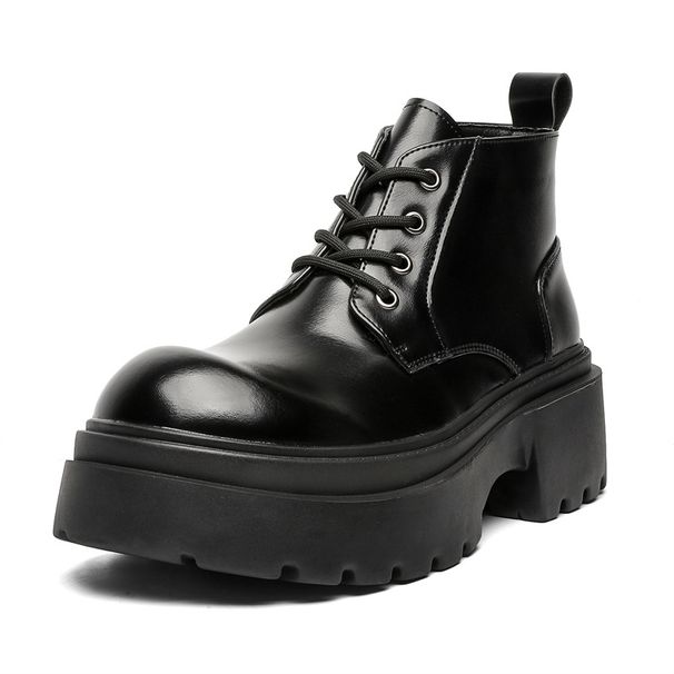 Lace-up High-top Thick-soled Heightening Men's Boots Fleece Short Boots Tooling Boots Martin Boots_viptrois.com