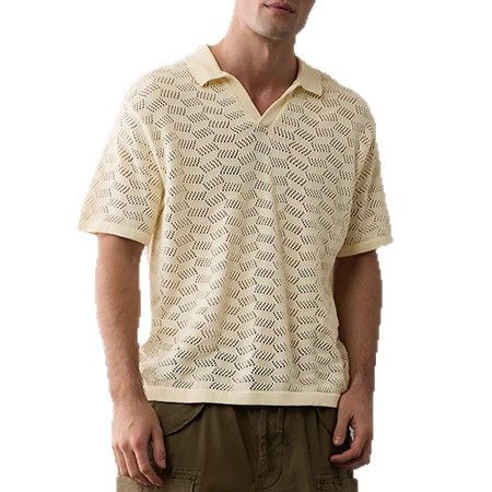 Men's Clothing Spring And Summer Polo Shirt Tops Fashion Jacquard Design Knitted Shirt_viptrois.com