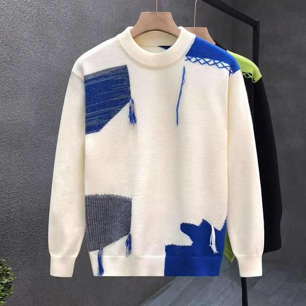 Men's Clothing Men's Round Neck Contrast Color Sweater Autumn New Men's Clothing Youth Trendy Casual Sweater Loose_viptrois.com