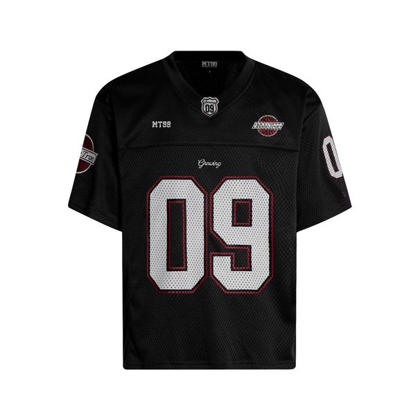 Trendy American Style Mesh Hollow V Neck Printed Couple Summer T-Shirts Breathable And Cooling Short Sleeved Jerseys For Men_viptrois.com