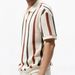 Men's Clothing Short Sleeved Sweater Men's Hollow Striped Contrast Color Slim Fit Business T Shirt_viptrois.com
