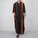 Men's Clothing spring and summer new Middle Eastern clothing long sleeved one piece Arabic menswear striped print Muslim men's robe_viptrois.com