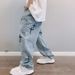 Wide Leg Cargo Pants 2024 Streetwear Baggy Men Jeans Spring Autumn Men Korean Fashion Loose Straight Male Brand Clothing_viptrois.com