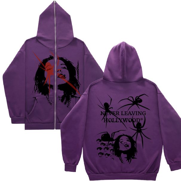 2023 High-End Casual Sports Set For Men Loose Fit Spring And Autumn Season Elegant Spider Print Hooded Sweatshirt_viptrois.com
