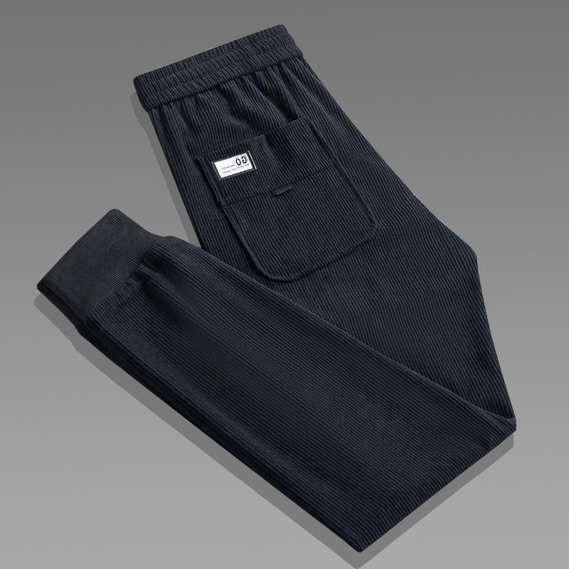 Men's Clothing Corduroy Pants With Fleece Lining - Relaxed Fit, Slim Cuff, Casual & Stylish For Cold Weather (Green, Black, Brown, Fleece-Lined)_viptrois.com