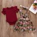 Kids' Clothing Popular Baby Girl Dress Small Floral Print Suspender Skirt Two Piece Set_viptrois.com