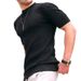 Men's New Summer Small Square T-shirt Round Neck Casual Half Sleeve Tops_viptrois.com