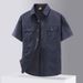 Men's Clothing Comfortable Large Size Solid Color Workwear Short Sleeved Shirt Men_viptrois.com