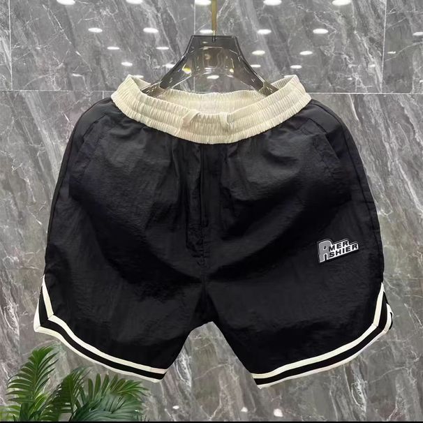 Summer Sports Trendy Brand Versatile Loose Casual Men's Thin Embroidered Outerwear Straight Beach Five-Point Mid-Length_viptrois.com