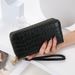 Wallet Card Cases Women Wallet Simple TextureFashion Popular Crocodile Pattern Pu Double Zipper Clutch Bag_viptrois.com