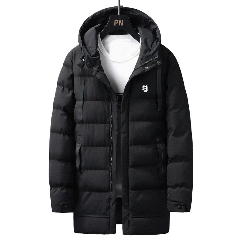 Men's Clothing Winter European And American Men's Thick Warm Mid Length Hooded Coat US Embroidered Letters Loose Jacket Men_viptrois.com