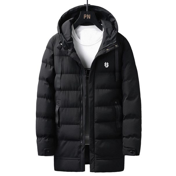 Men's Clothing Winter European And American Men's Thick Warm Mid Length Hooded Coat US Embroidered Letters Loose Jacket Men_viptrois.com