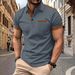 2025 New Summer Men's Casual Short-sleeved POLO Shirt Chest Pocket Lapel Button Patchwork Color Matching Shirt Short T-shirt_viptrois.com