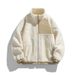 Unisex Shearling Jacket – Corduroy & Wool Blend With Stand Collar (Black, Grey, Beige-Green Options)_viptrois.com