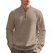 25 Cross-border Autumn And Winter American Heavy-duty Small Square Simple Casual Men's Loose Stand-up Collar Half-zipper Bottoming Shirt Sweater_viptrois.com