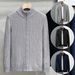 Men's Slim Fit Knit Cardigan Sweater - Breathable Stretch Zip-up Jacket For Business Casual & Daily Wear (Grey/Black/Navy)_viptrois.com