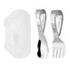 Mother & Kids 304 Stainless Steel Portable Children's Tableware Set Toddler Spoon And Fork With Storage Box Curved Handle Baby Training Spoon_viptrois.com