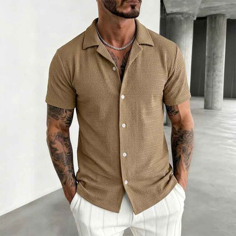 Summer New Plus Size Shirt For Teenagers Solid Color Short Sleeve Collared Top American Style_viptrois.com