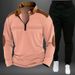 Spring And Autumn Hot Sale Fashion Men's Clothing Chest Ruffle Lapel Zipper Long Sleeve Polo Shirt Men's Suit_viptrois.com