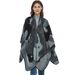 Unisex Large leopard print split cape with double jacquard collar_viptrois.com