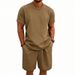 Men's Heavyweight Cotton-Terry Short Sleeve Tee & Shorts Set | Casual Loungewear Solid Color Comfort Outfit_viptrois.com