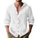 Men's Clothing Spring And Autumn American Loose Men's Loose Linen Casual Simple Beach Hooded Long Sleeved Shirt Men_viptrois.com