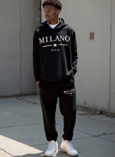 Men's Clothing Trendy Brand Letter Print Casual Sweatshirt Suit Popular New Style Special Edition_viptrois.com