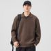 Retro Collar Knit Sweater – Oversized Pullover For Men (M-3XL, Polyester Blend, Minimalist Solid Colors)_viptrois.com