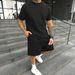 Men's Solid Jacquard Short-Sleeve T-Shirt & Shorts Set – Casual Spring Outfit_viptrois.com