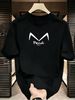 3 Pack Men's Oversized T-Shirts, 100% Cotton Crew Neck Casual Tees, Relaxed Fit Minimal Cat Ear Letter Print Design, Black White Grey_viptrois.com