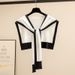 Women's Clothing Black And White Spring And Autumn Knitted Net Celebrity Shawl Female Outer Wear Air Conditioned Room Shoulder Guard False Collar_viptrois.com