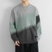 Pure Light Mature Style Gradient Color Block Crew Neck Sweater Men 2025 Autumn Winter New Trendy Loose Lazy Feel Outerwear_viptrois.com