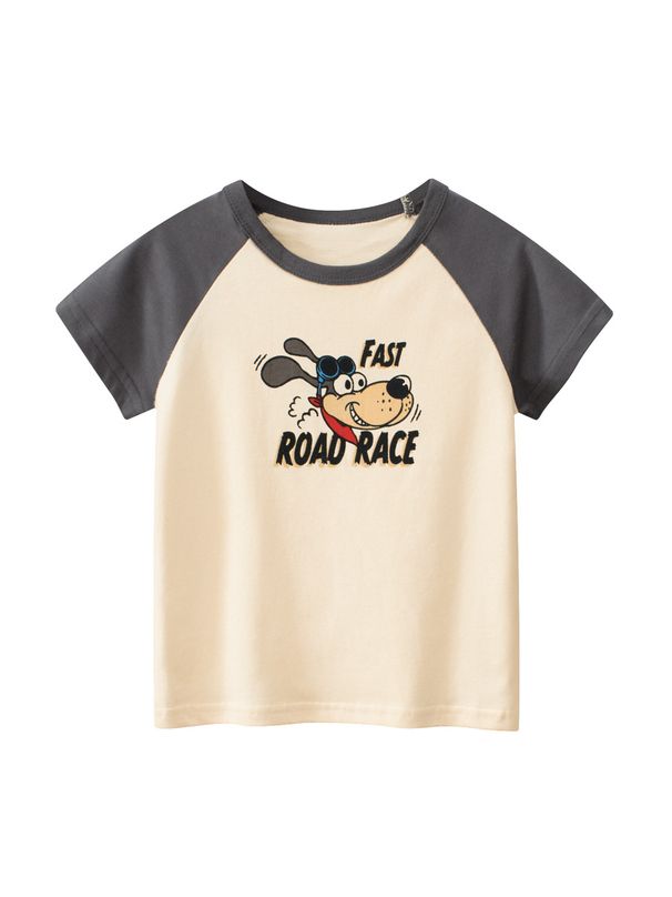 Mother & Kids 27kids Boys Short Sleeved T Shirt 2024 Summer New Children's Clothing Korean Version Of Half Sleeved Cartoon Raglan Baby Clothes Trend_viptrois.com
