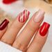 Solid Color Bright Red Full Armor Christmas Stripe Nail Art Fashion European Square Nail Wearable Nail Nails_viptrois.com