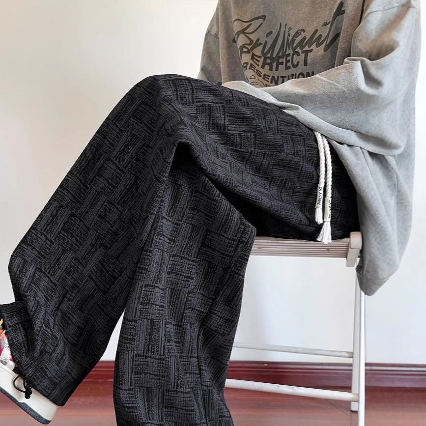 Men's Clothing Straight Corduroy Pants Men Autumn And Winter New Trendy Brand Plus Velvet Sports Sweatpants Loose Wide Leg Casual Pants_viptrois.com