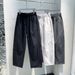 Men's Lightweight Casual Pants – Trendy Loose Straight Fit With Drawstring Waist (M-3XL, Black/Dark Gray/Grayish White)_viptrois.com