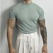 Men's Clothing Heavy High Street Solid Color Half Turtleneck Thread Stretch T Shirt Tops Men's Loose_viptrois.com