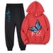 Mother & Kids Butterfly Pattern Printing Boys And Girls Hooded Sweatshirt + Casual Cuffed Trousers Set_viptrois.com