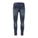 Men's Clothing Street Fashion Jeans Blue Vintage Skinny Ripped Leather Patch Jeans_viptrois.com