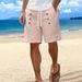 Men's Hawaiian-Inspired Cotton Linen Shorts – Relaxed Fit With Multiple Buttons (White/Black/Khaki/Navy/Sky Blue, S-3XL)_viptrois.com