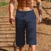 Men's Clothing Men's Linen Drawstring Shorts Quick Drying Straight Leg Breathable Casual Beach Shorts 7/8 Length Solid Color Everyday Quick Dry_viptrois.com