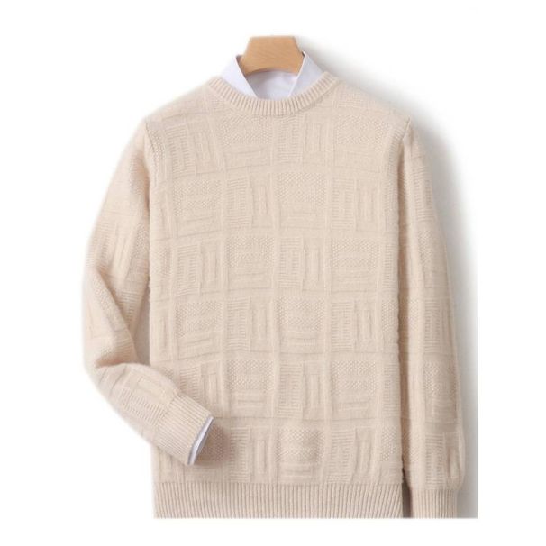 Men's 100% Pure Wool Sweater (Crewneck, Breathable & Anti-Pilling, Stone Green/Beige/Light Grey/Light Blue/Dark Camel/Camel, S-XXXL)_viptrois.com