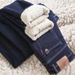 Autumn And Winter Men's Popular Fleece Jeans Are Warm, Soft, Loose, Trendy, Straight, Simple, Thick, And Versatile Winter Casual Pants_viptrois.com