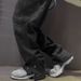 Spring And Autumn Men's Casual Brand Loose Oversized Sports Pants Trendy Color Matching Straight Tube_viptrois.com