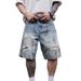 Men's Trendy Summer Style Ripped Paint Spot Distressed Jeans Six Point Yellow Mud Dye Over The Knee_viptrois.com